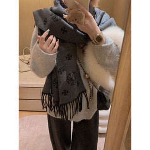 双面撞色加大围巾披肩 羊绒手感 罗心潮牌感 Yukiss