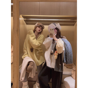 慵懒风加厚针织衫 V领套头毛衣 du家定染色 Yukiss