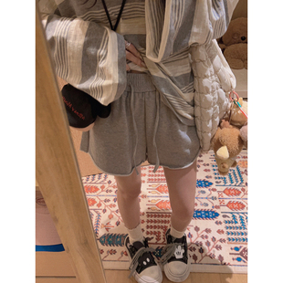～ 松紧腰宽松灰色卷边短裤 320g松软毛圈棉 Yukiss