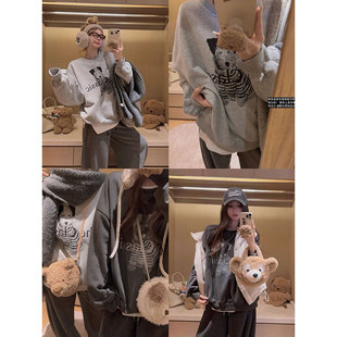 印花宽松圆领套头上衣～ 加绒 小狗卫衣 Yukiss