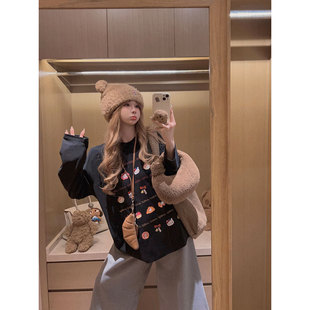 T恤 Yukiss 加绒打底衫 可爱宽松长袖 原创kt小猫