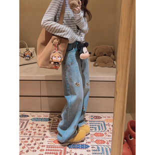 小马刺绣 直筒牛仔裤 烫钻工艺 型 窄板直腿版 Yukiss