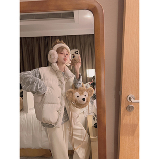 Yukiss90白鸭绒立领羽绒马甲背心面包服女冬短款 宽松百搭叠穿外套