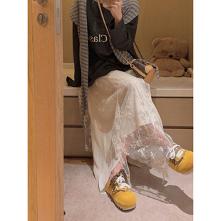 不规则下摆长裙～ Yukiss du家重工刺绣拼接蕾丝