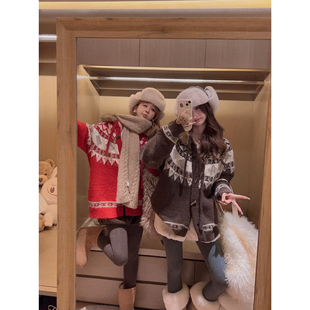 费尔岛牛角扣毛领加厚毛衣开衫 Yukiss 冰岛毛衣