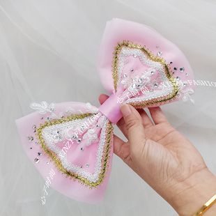 心子时尚原创仙女娃娃芭蕾头饰蝴蝶结木偶变奏粉颜色头花尺寸定制