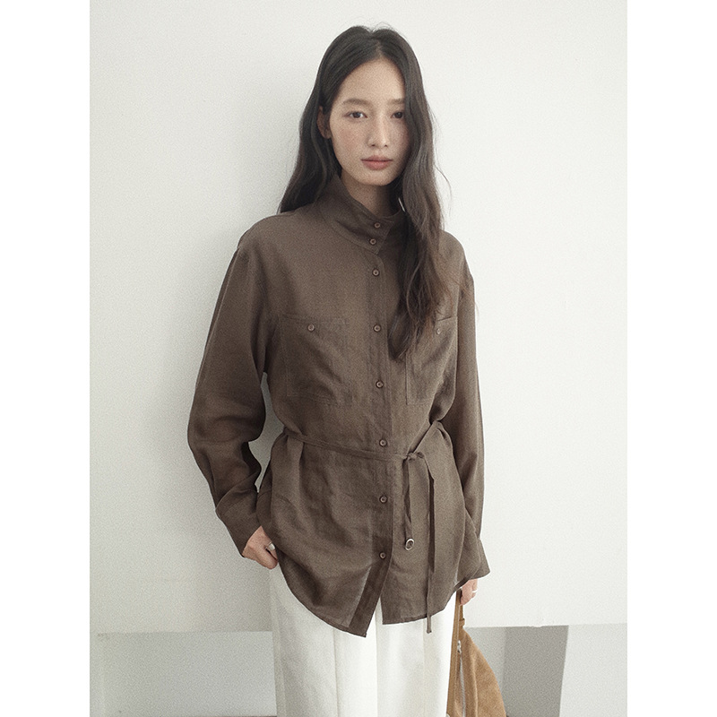 MMCDITION苎麻衬衫女装秋季新款