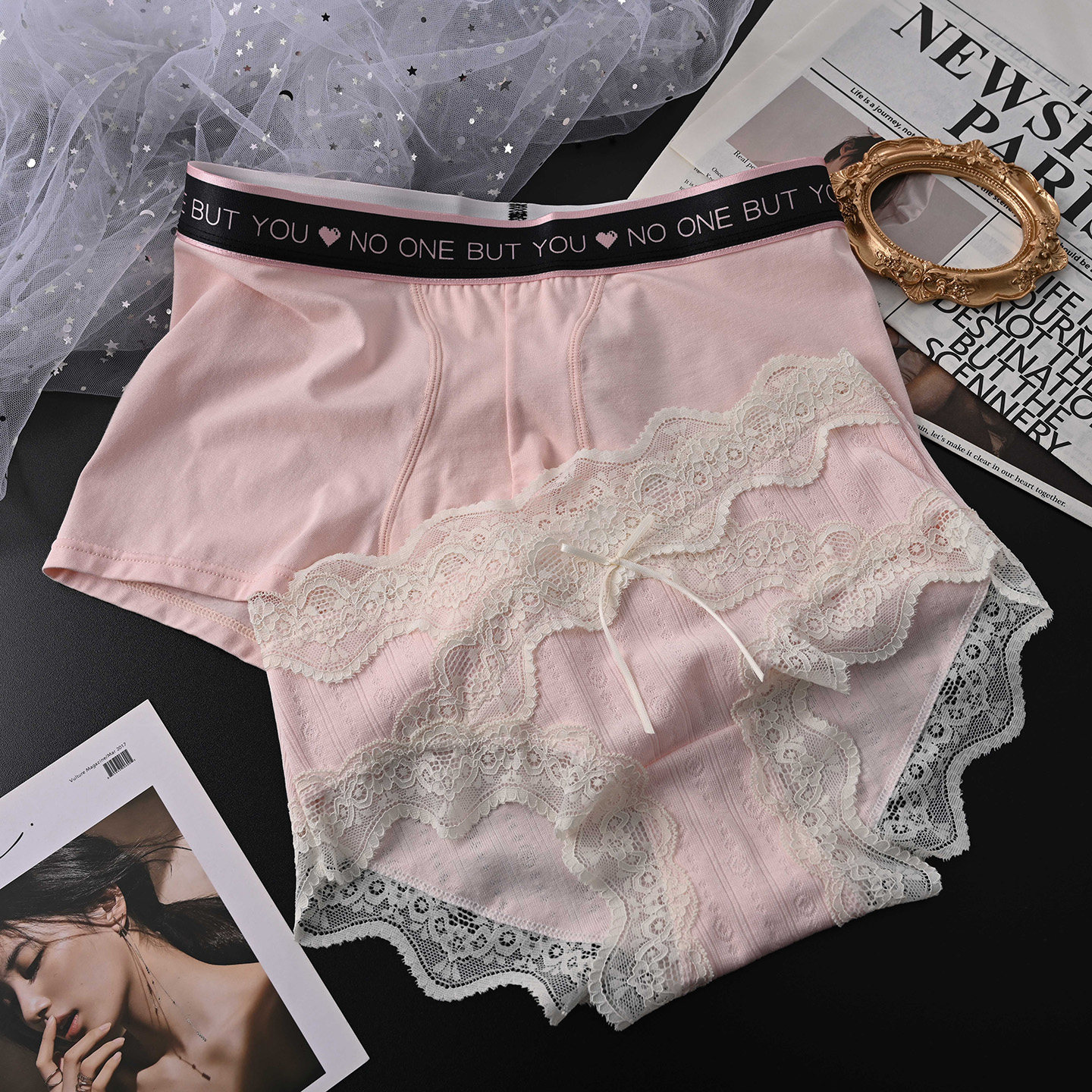 温柔粉~情侣内裤一男一女性感甜美风中腰2026新款纯棉裆夫妻套装,女士内衣/男士内衣/家居服,男平角内裤,淘宝优惠券,粉丝福利购,淘宝优惠卷