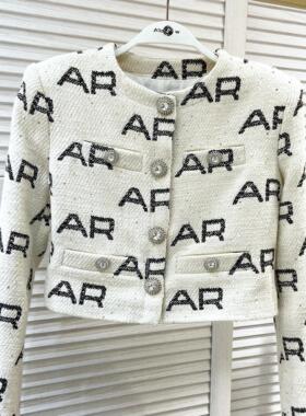 CAN2025秋冬新款 字母小背心+长袖外套+高腰包臀半裙时尚洋气套装