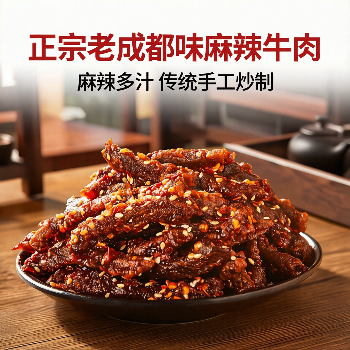 双流老妈兔头旗舰店老成都麻辣牛肉饱腹夜间零食四川特产五香牛肉
