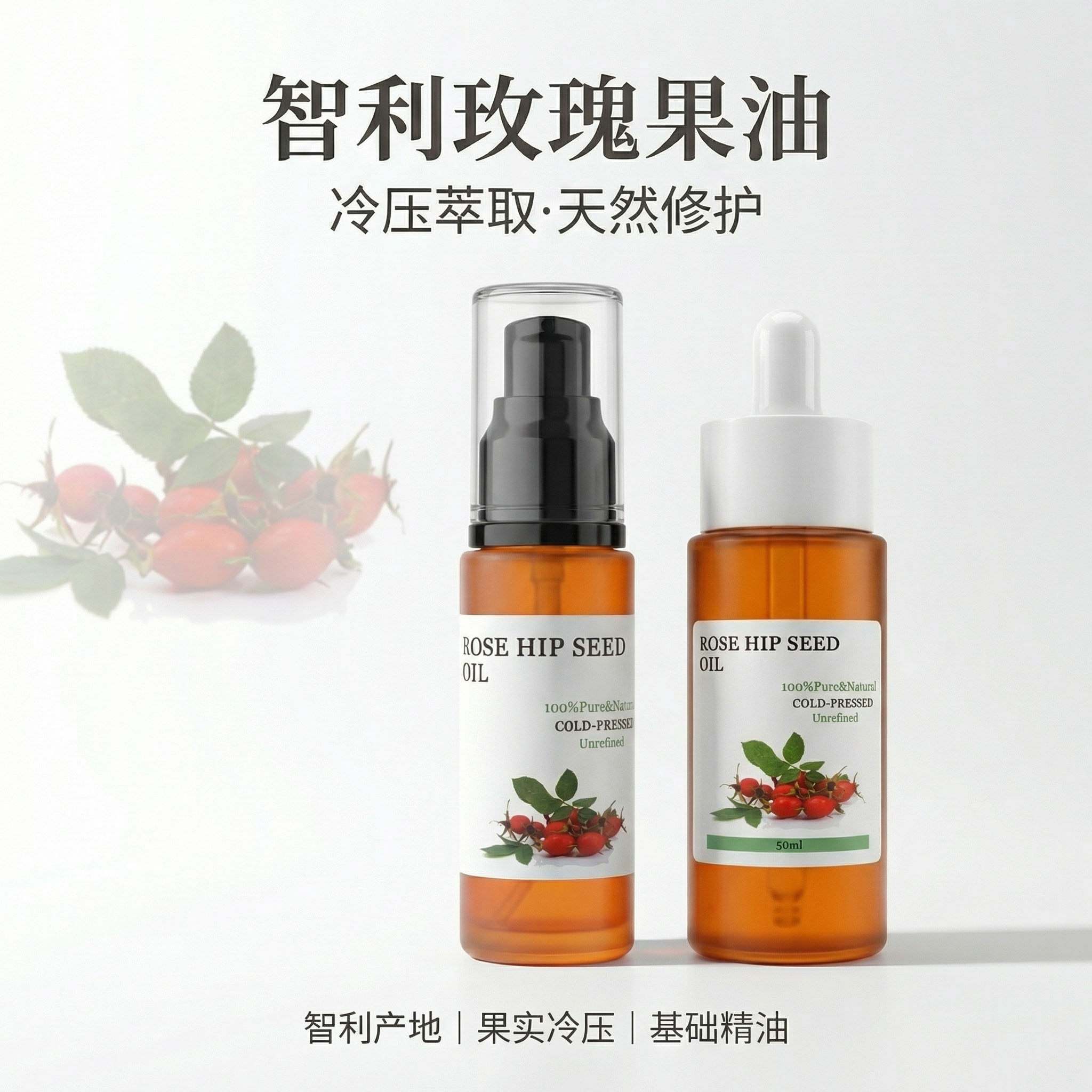 智利玫瑰果油基础油脸部稀释精油按摩修复晒伤补水保湿护肤基底油