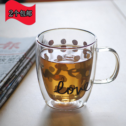 双层玻璃杯奶茶杯大杯子大容量耐热杯微波杯隔热杯牛奶杯大啤酒杯