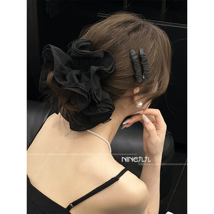 NINE九 简约高颜值网纱多层木耳边大肠圈头绳慵懒氛围感马尾发圈