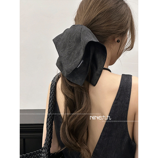 NINE九 复古凹凸纹理设计方巾女低马尾发绳扎头发皮筋发饰女