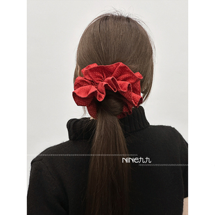 NINE九 女扎头皮筋 复古小香风波点大号发圈时髦百搭高端发绳时尚