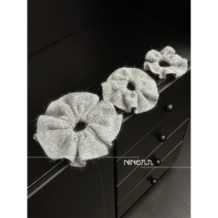 NINE九 温柔纯色马海毛线大肠发圈秋冬简约温暖日常百搭甜美气质