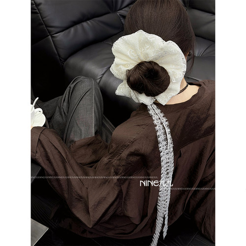 NINE九复古蕾丝飘带发圈慵懒风