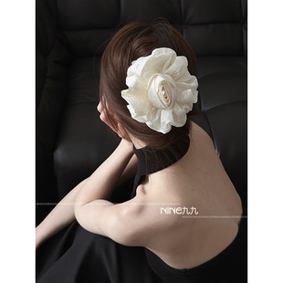 NINE九 饰品韩国进口发饰头饰花苞特大抓夹发抓气质