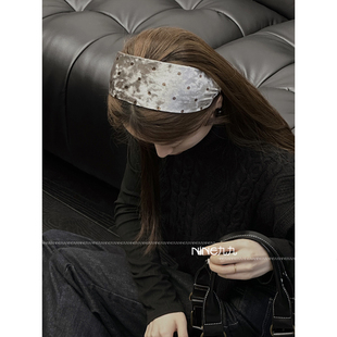 百搭发饰潮 头箍韩版 NINE九 复古港风波点丝绒发箍女高级感发带式