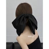 NINE九 韩国高级感垂感缎面蝴蝶结发夹弹簧夹高品质气质卡发饰女