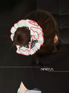 NINE九丨白色蕾丝花边发圈头绳女扎头马尾法式镂空气质发绳发饰