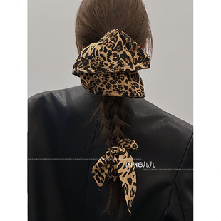 NINE九 豹纹大肠发圈气质扎头低马尾发绳高级感发饰头绳 2025新款