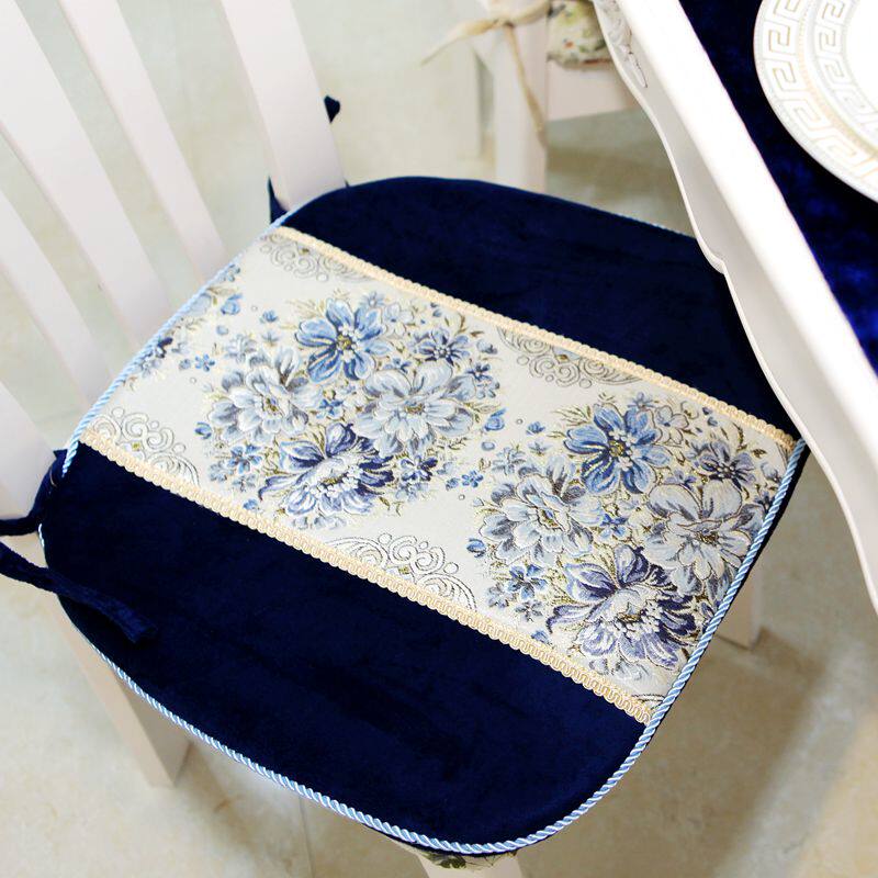 厚绒椅垫兰色地中海红色中式高档刺绣金丝绣花欧式椅子垫坐垫椅垫
