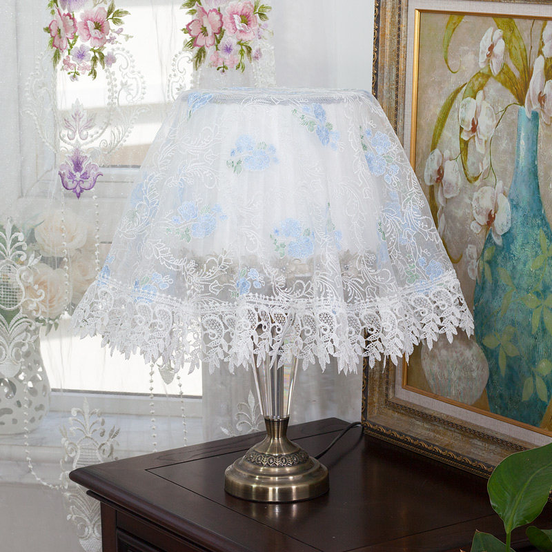책상 램프 먼지 커버 먼지 커버 라운드 커버 레이스 메쉬 투명 원사 자수 커튼 커튼 먼지 커버 천