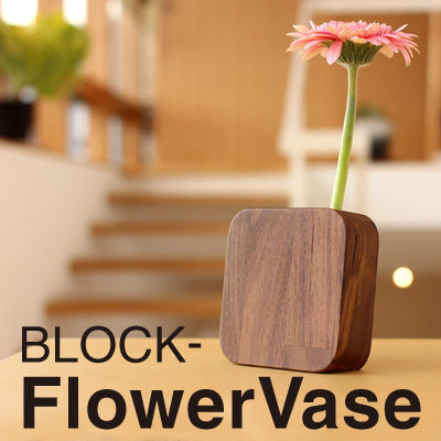 日本代购 手工木制品block-flowervaser 花瓶花插 家居挂件摆件