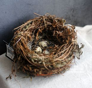 百亩家手工仿真鸟窝草编鸟巢鸟笼装饰品花园拍摄道具摆件装饰品