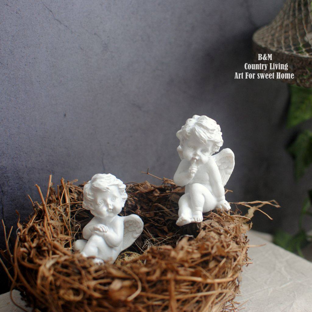 百亩家欧式复古树脂迷你小天使花园多肉花盆微景观装饰品摆件一对,家居饰品,装饰摆件,淘宝优惠券,粉丝福利购,淘宝优惠卷