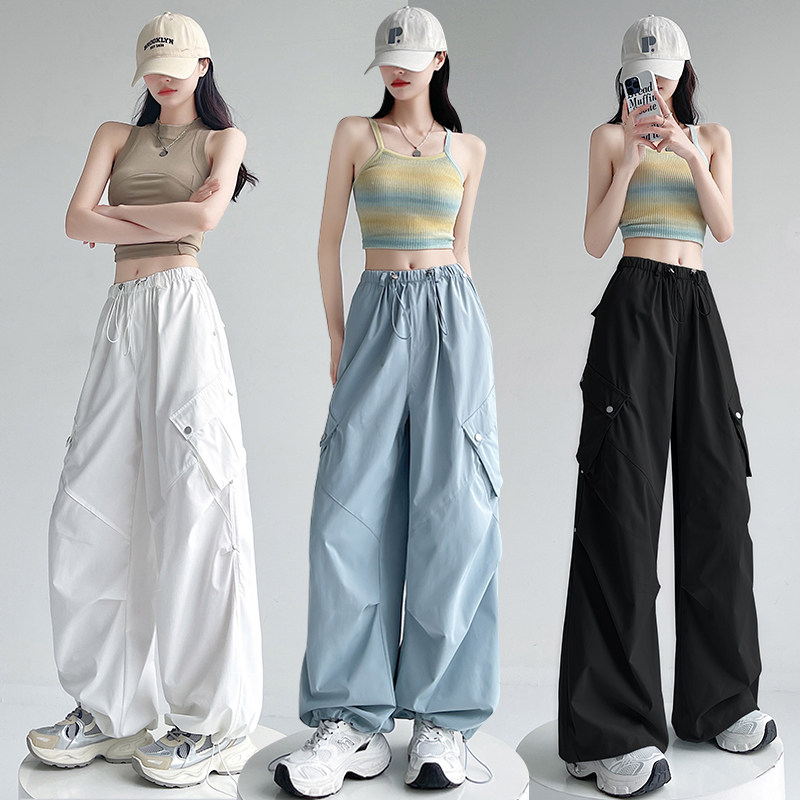 冰丝防晒速干工装裤女夏季薄款重工甜酷风辣妹美式登山运动休闲裤
