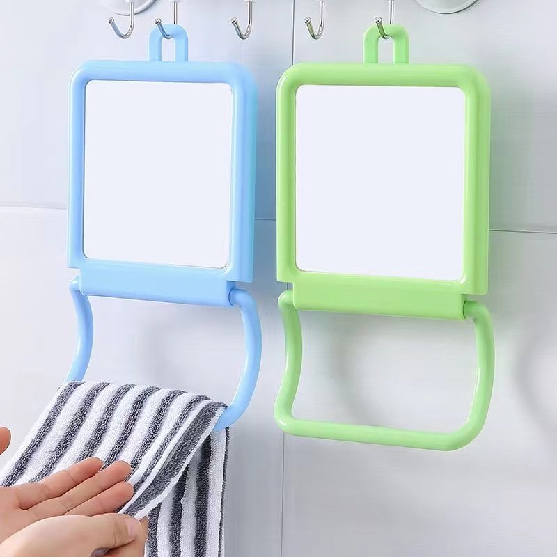 宿舍壁挂大小号镜子桌面台式可立化妆镜学生折叠便携挂墙梳妆家用