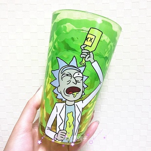 瑞克和莫蒂Rick和andMorty卡通可爱玻璃杯大容量可乐咖啡杯水杯子