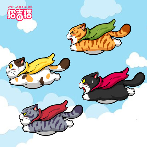 创意卡通可爱小猫超人装饰贴纸