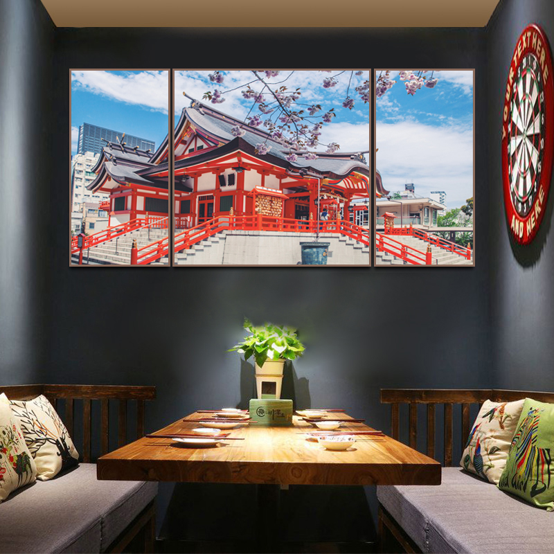 日式装饰画日本风景画街景建筑挂画料理店墙画和风背景墙客厅壁画图片