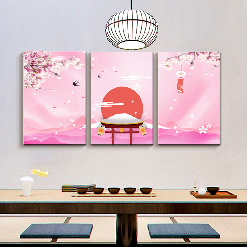 日系小清新插画挂画日式餐厅墙面装饰饭厅卧室和风仕女图漫画壁画