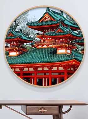 日式风餐厅圆形民宿居酒屋装饰画