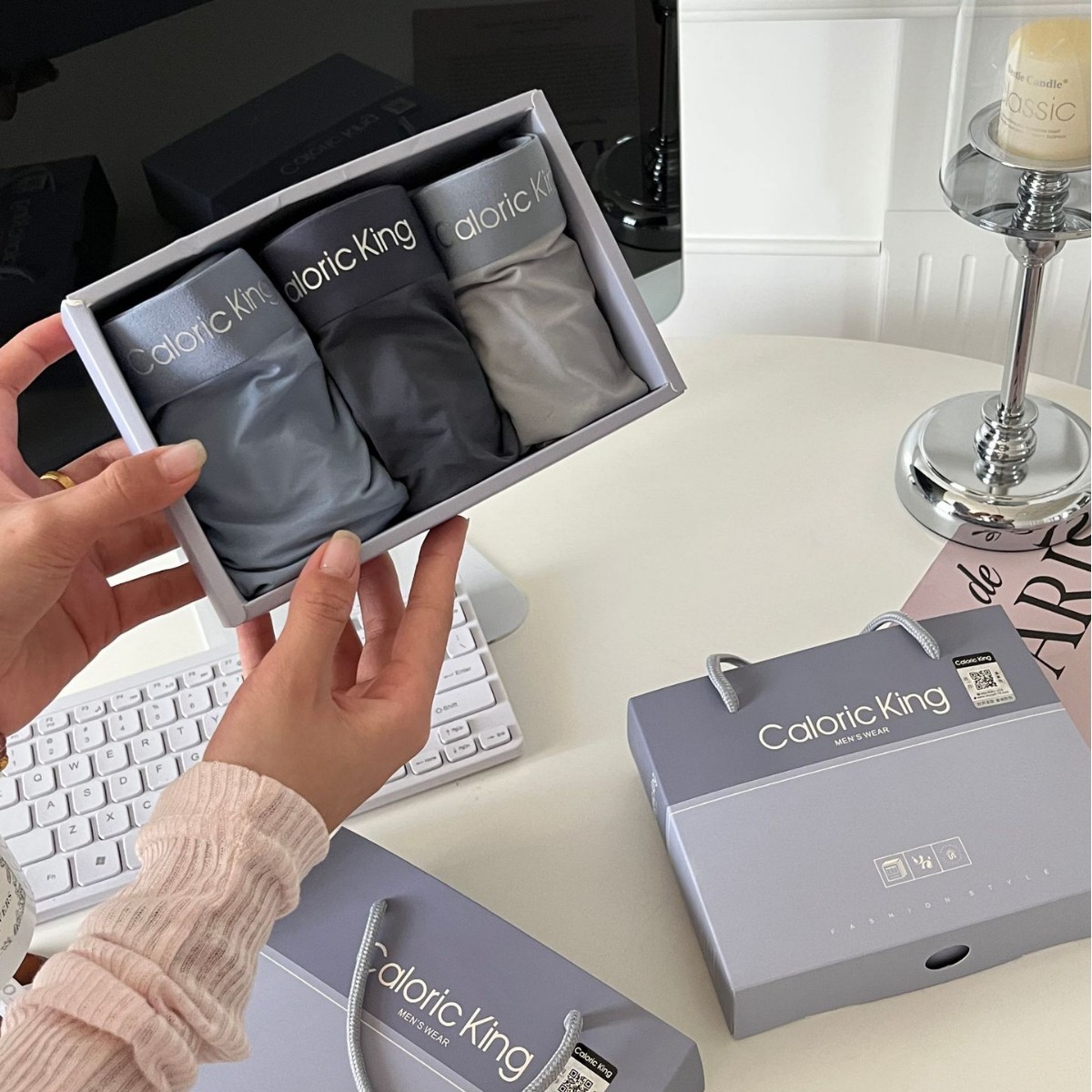 Caloric King无痕男士内裤冰丝10A抑菌桑蚕丝内裆舒适礼盒装平角