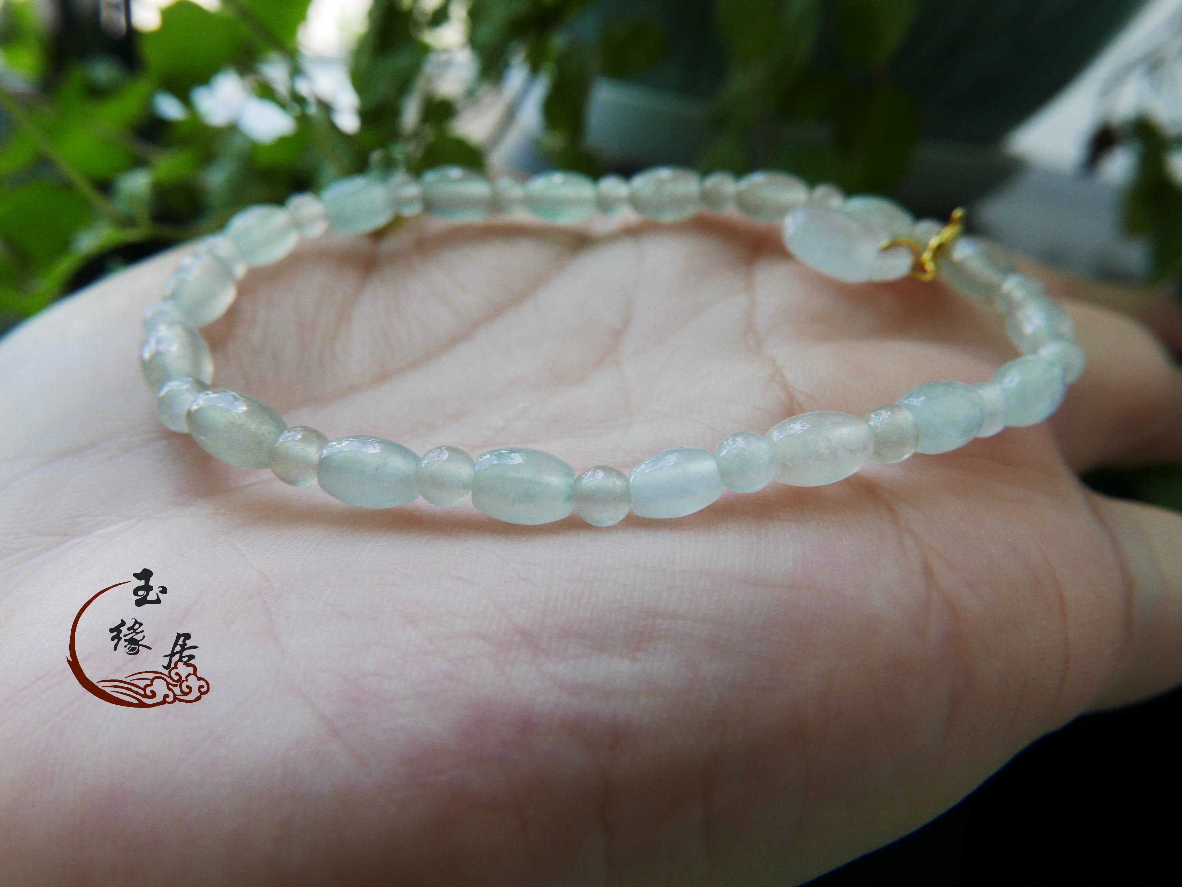 天然翡翠a货缅甸渐变色起光小米珠搭配冰种小滴溜手链水头足清新