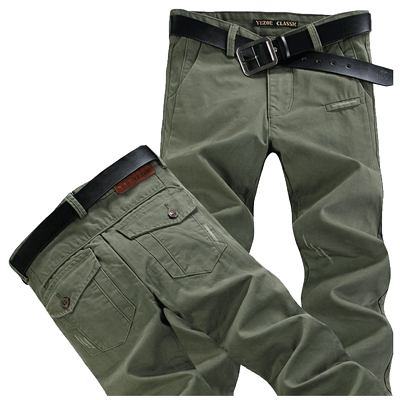 秋冬季新款纯棉军绿色潮流休闲裤