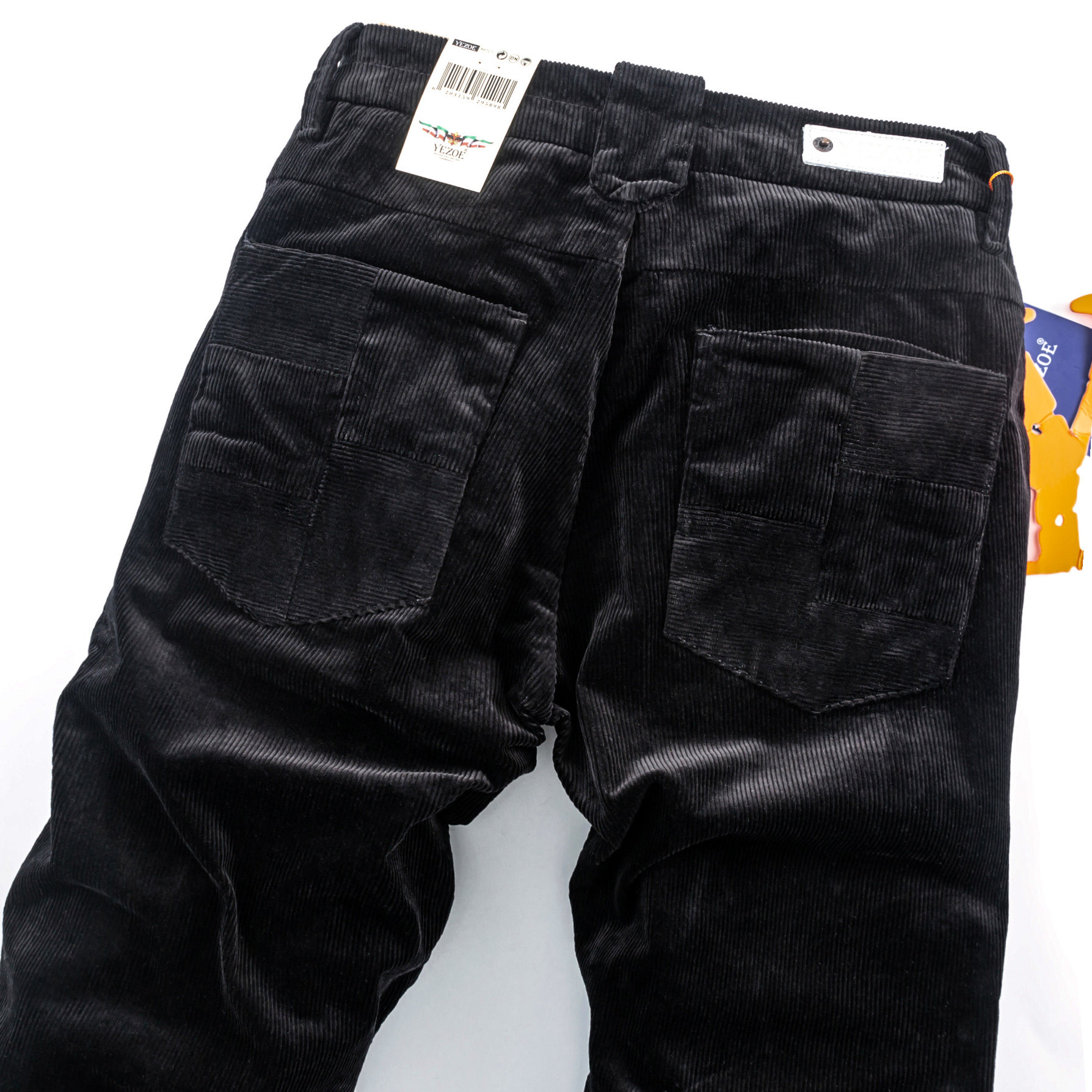 秋冬新款灯芯绒休闲裤男条绒黑色