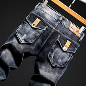 英佐男士 小直筒炒雪花长裤 牛仔裤 YEZOE 弹力韩版 修身 子25春秋男款