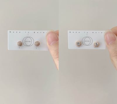 东大门饰品银针满钻触及真心珍珠