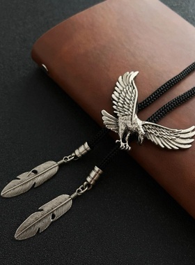 时尚潮流设计领带休闲潮流印老鹰领绳西部复古波洛领带衬衫领结