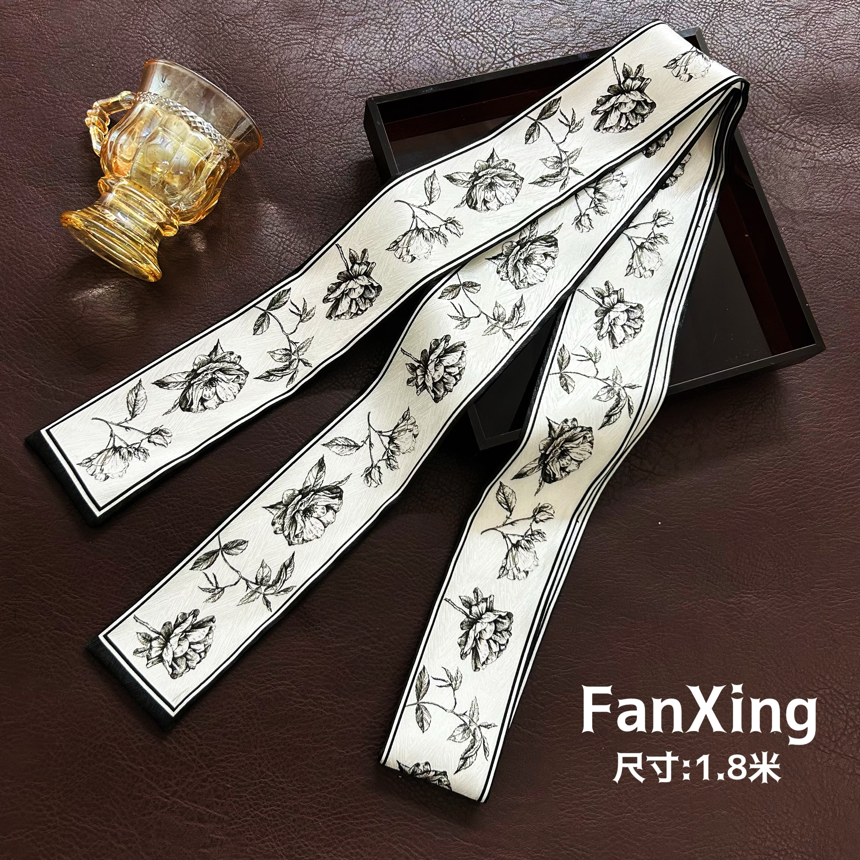 原创新款1.8米花朵超长条丝巾装饰时尚百搭配饰腰带绑包发带领巾