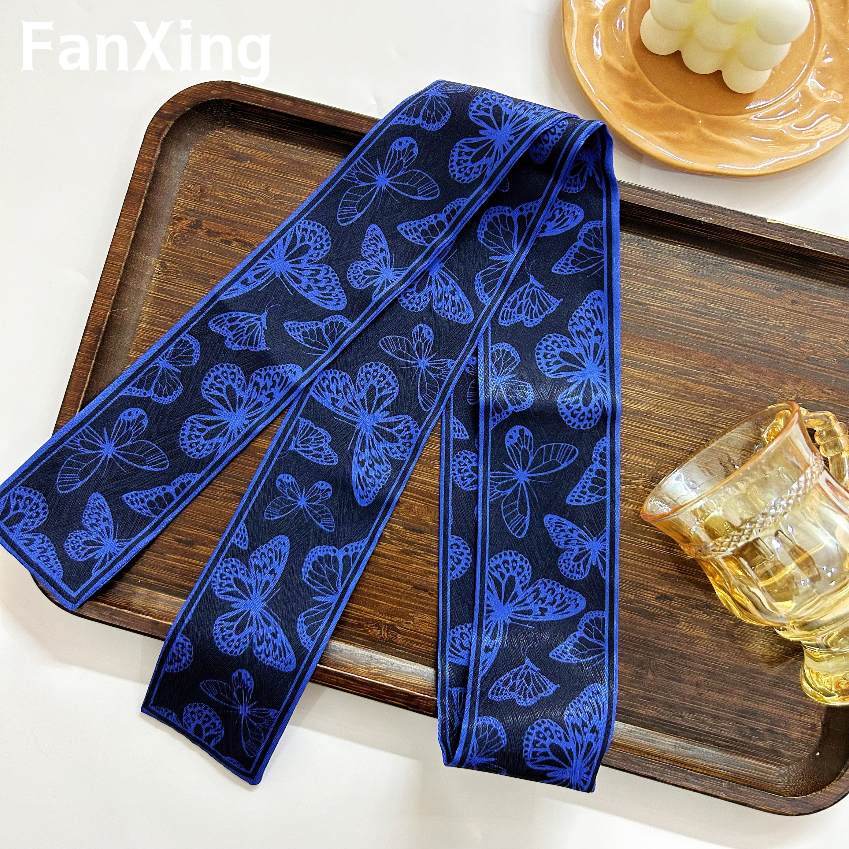 繁星原创发带丝巾绑发绑包 新款高级感法式蝴蝶飘带长条领巾装饰