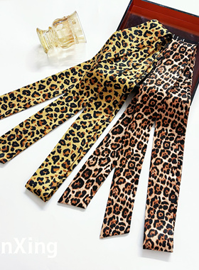 繁星原创1.8米美拉德豹纹系脖颈带女气质高级感飘带丝巾发带腰带