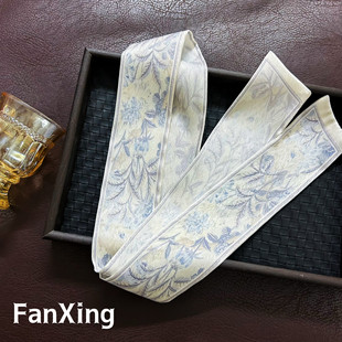 繁星原创手绘中国风丝巾小长条女绑包包双层丝带飘带发带细窄领巾