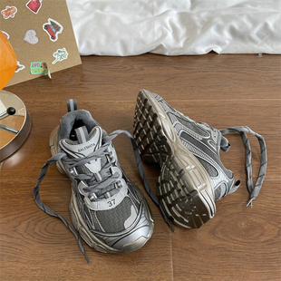 老爹鞋 港风厚底鞋 新款 2024夏季 子男女ins国潮百搭运动休闲运动鞋